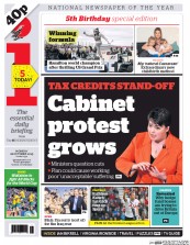 I Newspaper (UK) Newspaper Front Page for 26 October 2015