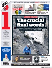 I Newspaper (UK) Newspaper Front Page for 26 March 2015