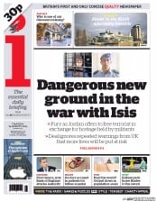 I Newspaper (UK) Newspaper Front Page for 29 January 2015