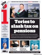 I Newspaper (UK) Newspaper Front Page for 29 September 2014