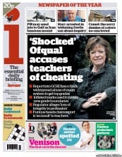 I Newspaper (UK) Newspaper Front Page for 2 November 2012