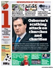 I Newspaper (UK) Newspaper Front Page for 2 April 2013