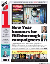 I Newspaper (UK) Newspaper Front Page for 31 December 2014
