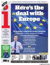 I Newspaper (UK) Newspaper Front Page for 3 February 2016