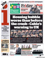 I Newspaper (UK) Newspaper Front Page for 4 April 2014