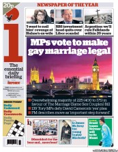 I Newspaper (UK) Newspaper Front Page for 6 February 2013