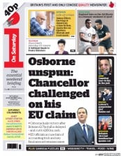 I Newspaper (UK) Newspaper Front Page for 8 November 2014