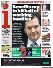 I Newspaper (UK) Newspaper Front Page for 8 January 2013