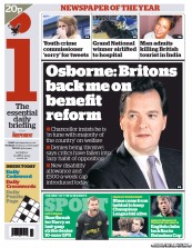 I Newspaper (UK) Newspaper Front Page for 8 April 2013