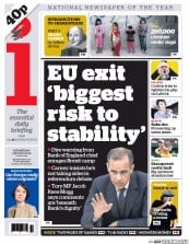 I Newspaper (UK) Newspaper Front Page for 9 March 2016