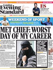 London Evening Standard Newspaper Front Page (UK) for 10 March 2014