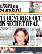 London Evening Standard (UK) Newspaper Front Page for 10 May 2011