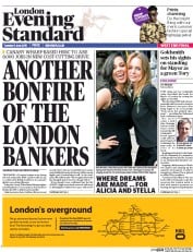 London Evening Standard Newspaper Front Page (UK) for 10 June 2015