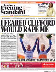 London Evening Standard Newspaper Front Page (UK) for 11 March 2014
