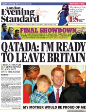 London Evening Standard Newspaper Front Page (UK) for 11 May 2013