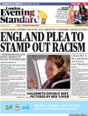 London Evening Standard (UK) Newspaper Front Page for 11 June 2012