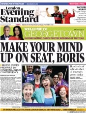 London Evening Standard Newspaper Front Page (UK) for 11 July 2014