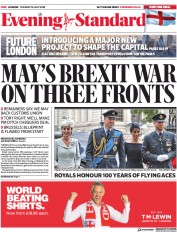 London Evening Standard (UK) Newspaper Front Page for 11 July 2018