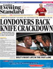 London Evening Standard Newspaper Front Page (UK) for 11 August 2014
