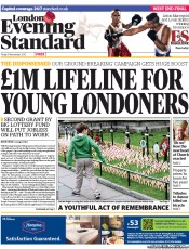 London Evening Standard Newspaper Front Page (UK) for 12 November 2012