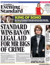 London Evening Standard Newspaper Front Page (UK) for 12 March 2013