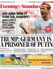 London Evening Standard (UK) Newspaper Front Page for 12 July 2018