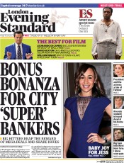 London Evening Standard Newspaper Front Page (UK) for 13 January 2014