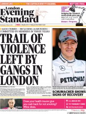 London Evening Standard Newspaper Front Page (UK) for 13 March 2014