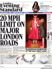 London Evening Standard (UK) Newspaper Front Page for 13 March 2015