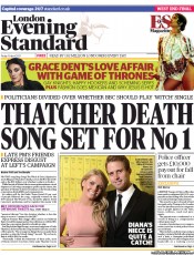 London Evening Standard (UK) Newspaper Front Page for 13 April 2013