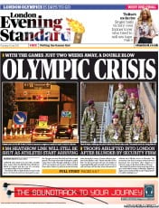 London Evening Standard (UK) Newspaper Front Page for 13 July 2012
