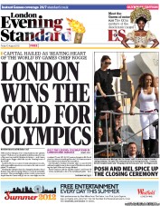 London Evening Standard (UK) Newspaper Front Page for 13 August 2012