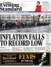 London Evening Standard Newspaper Front Page (UK) for 14 January 2015