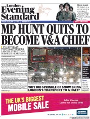 London Evening Standard (UK) Newspaper Front Page for 14 January 2017