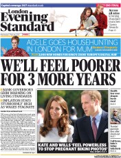 London Evening Standard Newspaper Front Page (UK) for 14 February 2013