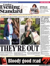 London Evening Standard Newspaper Front Page (UK) for 14 May 2013