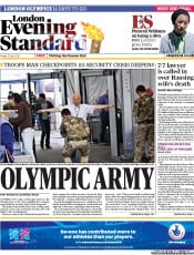 London Evening Standard Newspaper Front Page (UK) for 14 July 2012