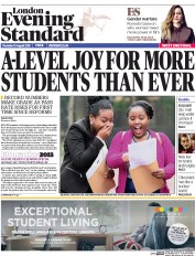 London Evening Standard (UK) Newspaper Front Page for 14 August 2015