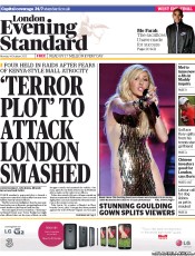 London Evening Standard Newspaper Front Page (UK) for 15 October 2013