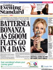 London Evening Standard (UK) Newspaper Front Page for 15 January 2013
