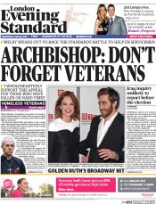 London Evening Standard (UK) Newspaper Front Page for 15 January 2015