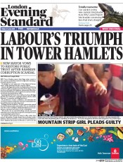 London Evening Standard Newspaper Front Page (UK) for 15 June 2015