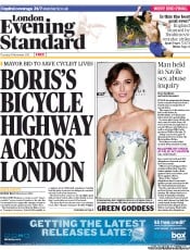 London Evening Standard Newspaper Front Page (UK) for 16 November 2012