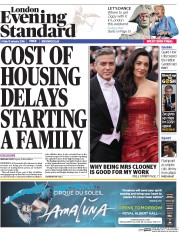 London Evening Standard (UK) Newspaper Front Page for 16 January 2016