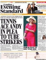 London Evening Standard Newspaper Front Page (UK) for 16 June 2011