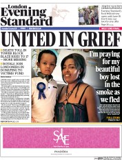 London Evening Standard (UK) Newspaper Front Page for 16 June 2017