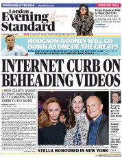 London Evening Standard Newspaper Front Page (UK) for 17 November 2014