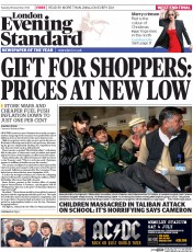 London Evening Standard Newspaper Front Page (UK) for 17 December 2014
