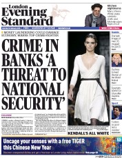London Evening Standard Newspaper Front Page (UK) for 17 February 2015