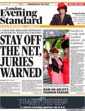 London Evening Standard Newspaper Front Page (UK) for 17 June 2011